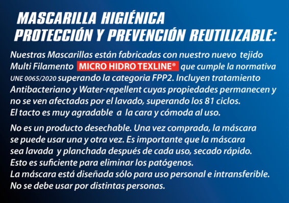 Mascarillas higiénicas hidrófugas reutilizables publicitaria